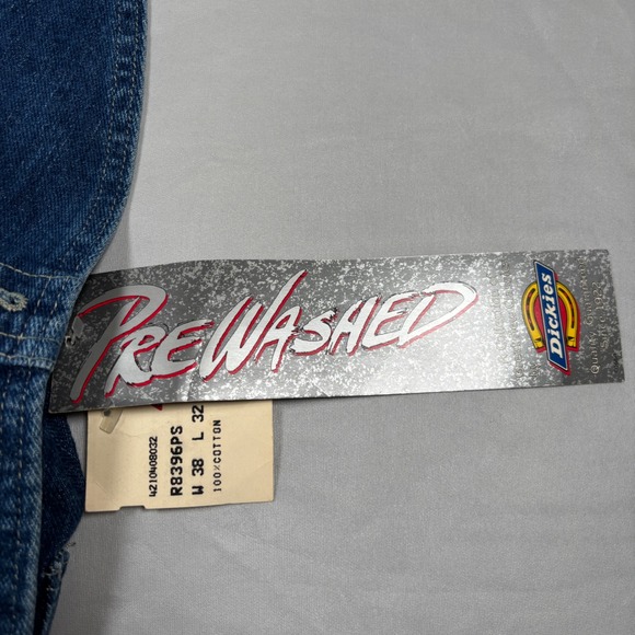 Dickies Overalls Men 38x32 Blue Denim Bib R8396PS Prewashed Workwear Vintage - Picture 3 of 15
